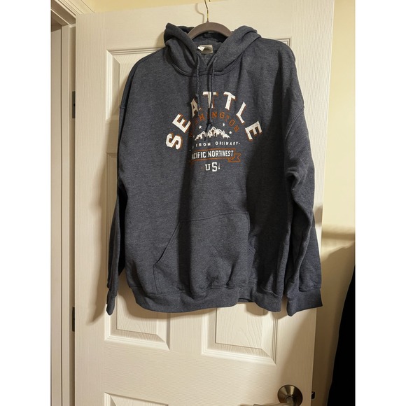 Gildan Tops - SEATTLE Blue/Grey Hoodie size XL
